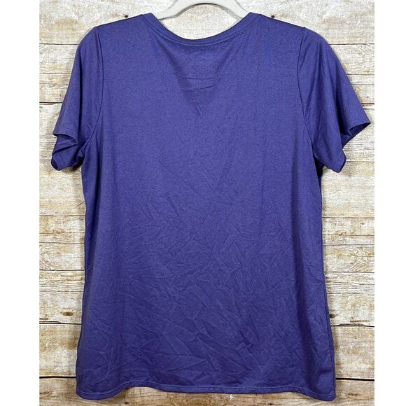 NIKE DRI-FIT PURPLE V-NECK ATHLETIC CUT GYM RUNNING ACTIVE WEAR T-SHIRT SIZE XL - Picture 2 of 3